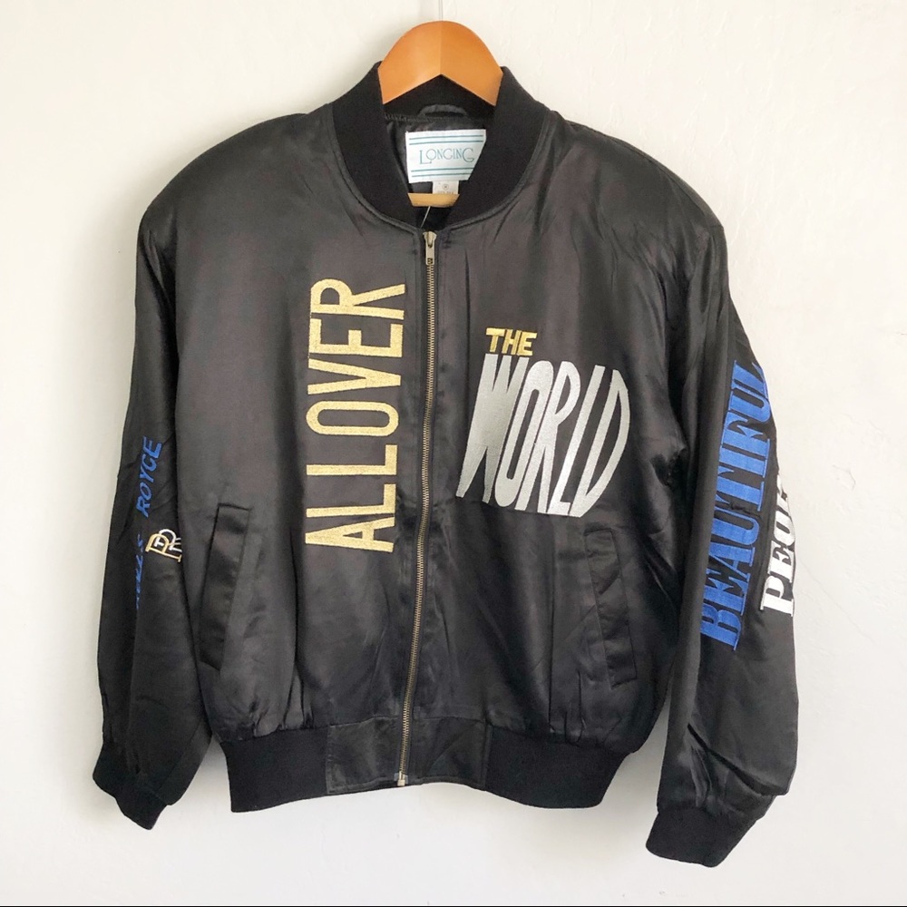 Vintage Rolls Royce Silk Embroidered Bomber Jacket